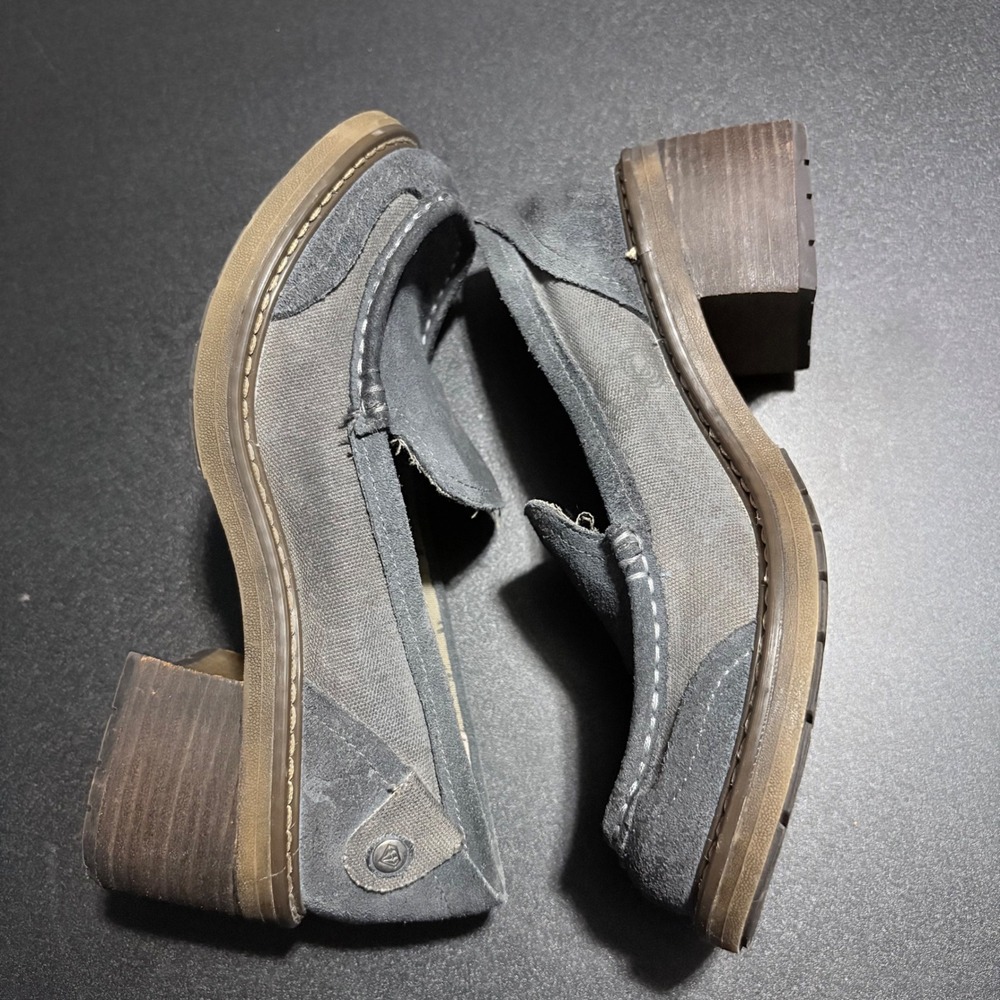 VINTAGE Y2K LONDON UNDERGROUND SUEDE CANVA PLATFORM CHUNKY HEEL LOAFERS SIZE 7.5